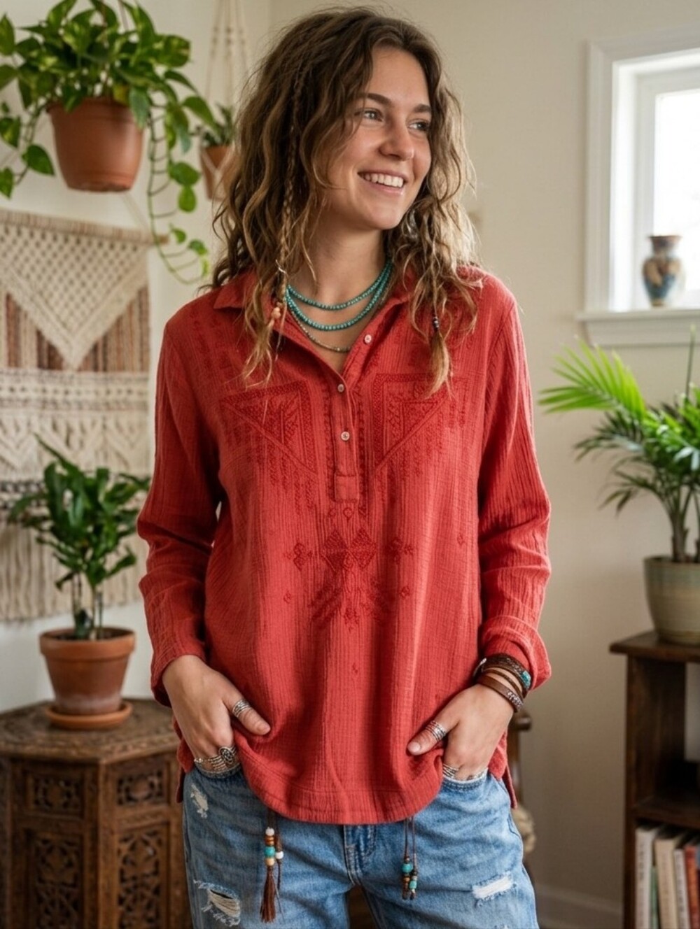 Kyla Seo New Summer Fig Mckenna Top Womens Size Small Boho Fall Festival